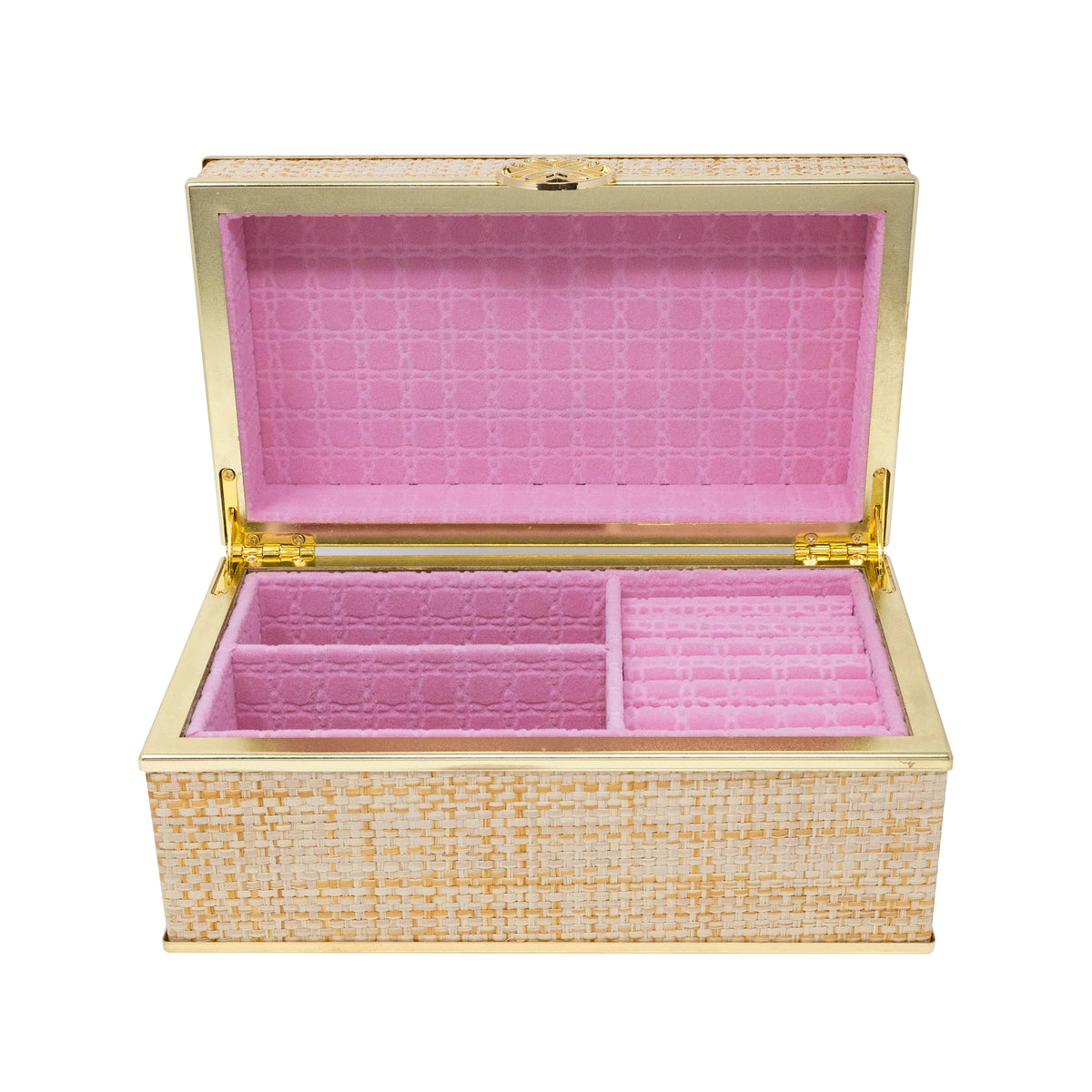 Jewelry Box in Gold Raffia - The Preppy Bunny
