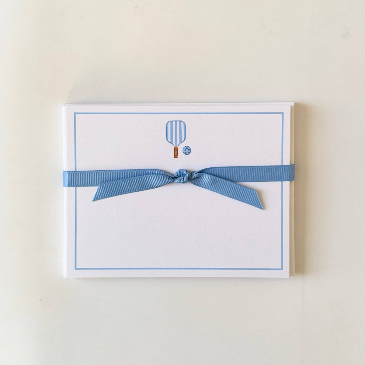 Pickleball Paddle, Blue Stripe - Flat Note Cards - The Preppy Bunny