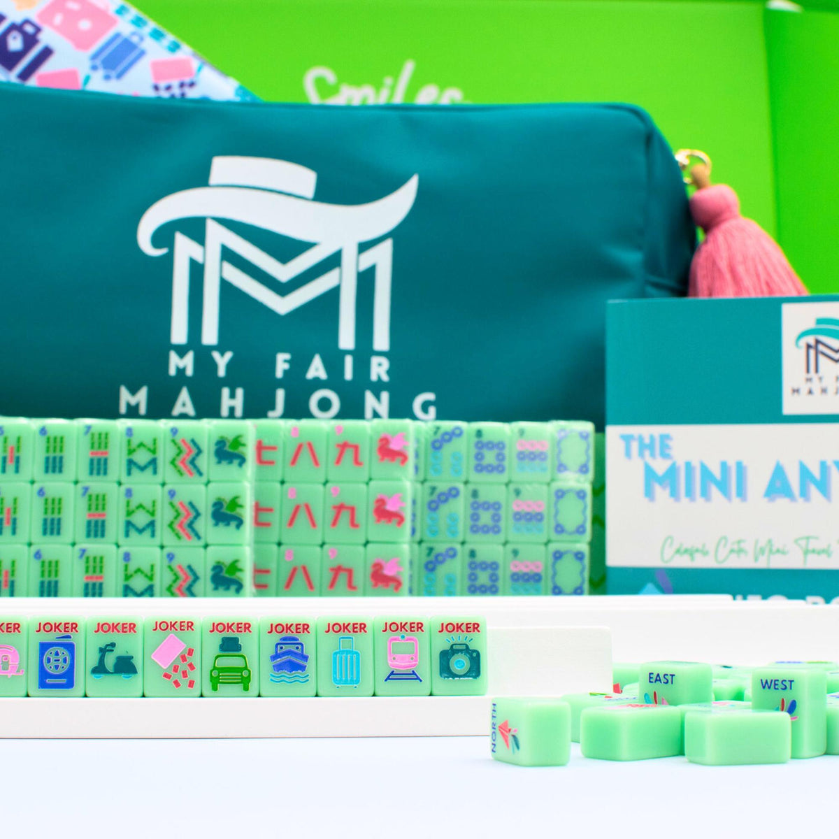 MINI TRAVEL MAHJONG  |  Mini Anywhere Series  |  Green - The Preppy Bunny