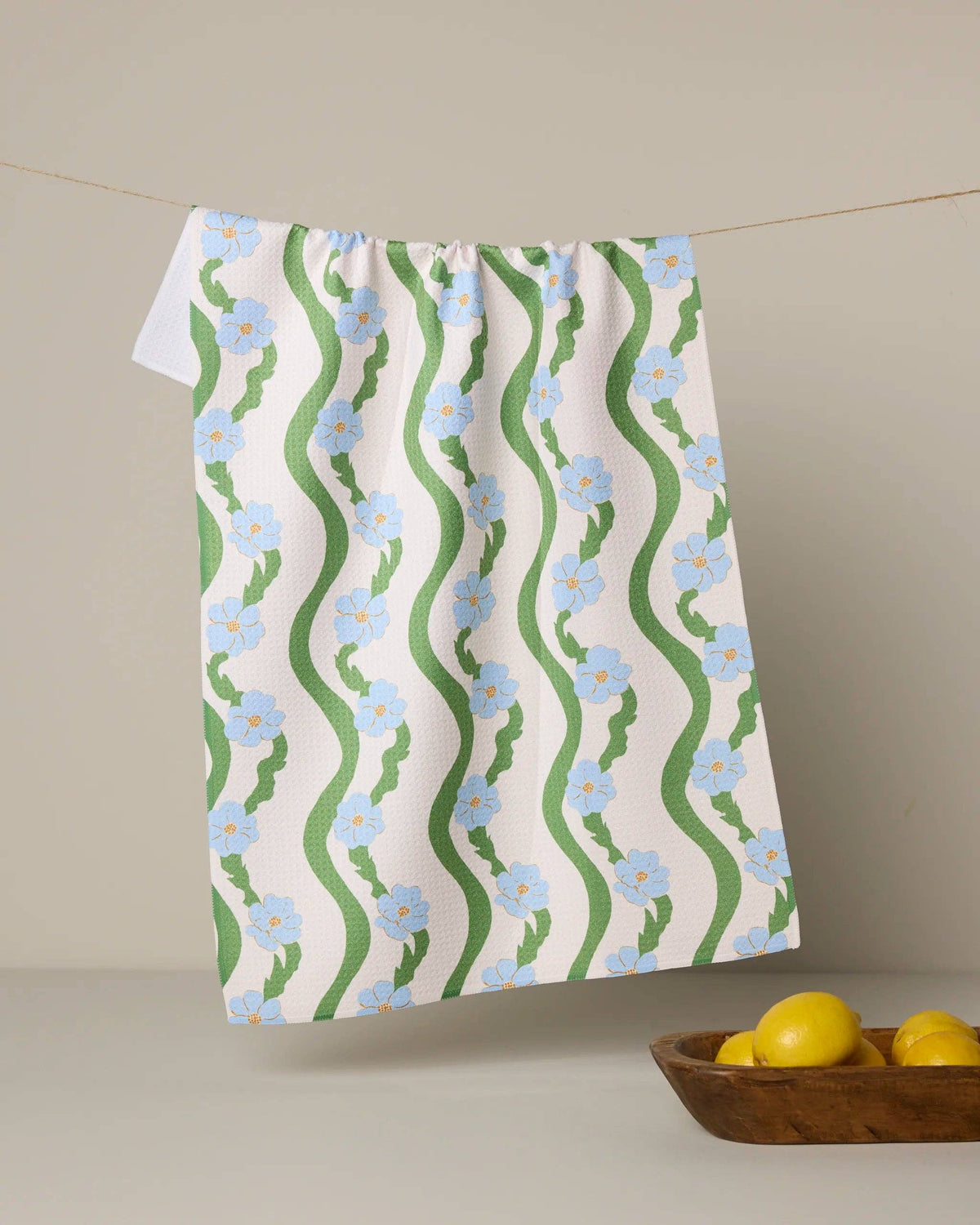 Wavy Flowers Tea Towel by Geometry