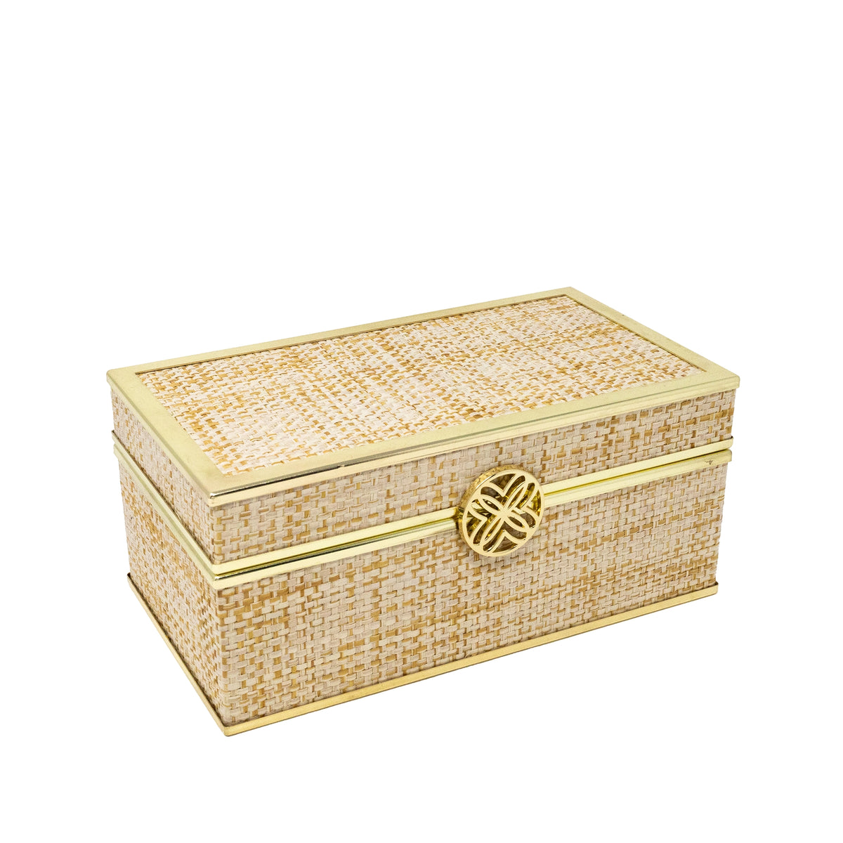 Jewelry Box in Gold Raffia - The Preppy Bunny