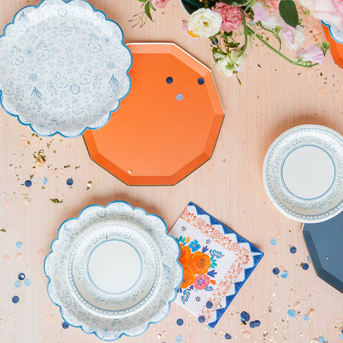 Orange Premium Paper Dinner Plates