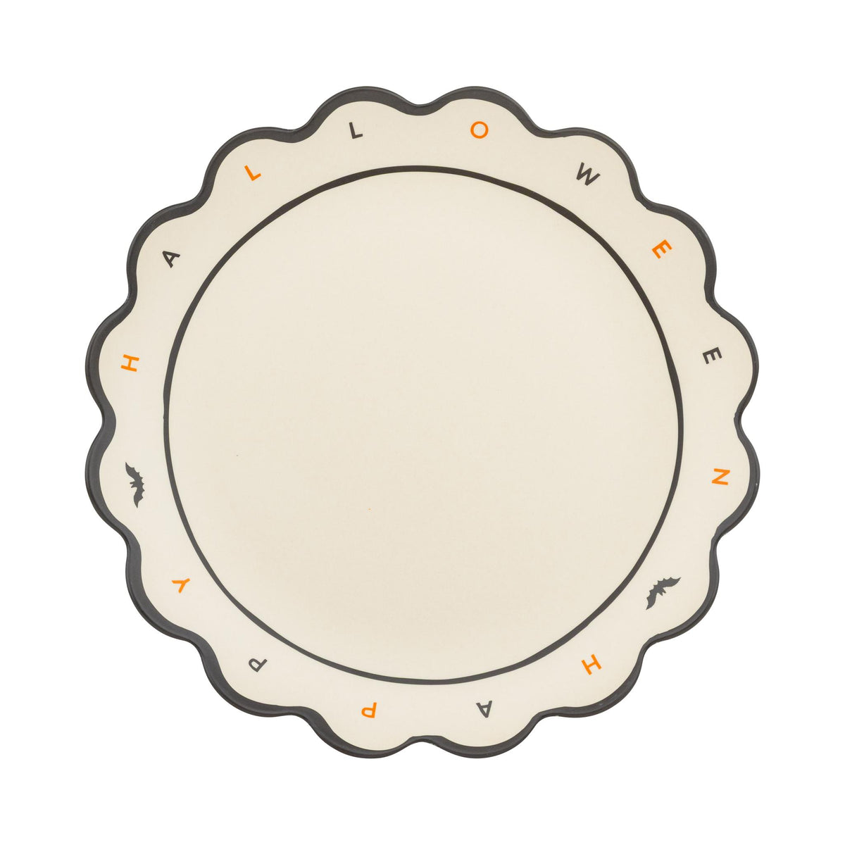 Happy Halloween Scalloped Bamboo Tray