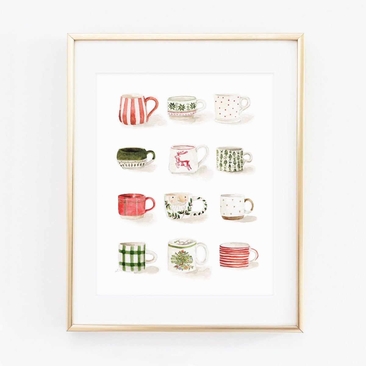 Christmas mugs art print