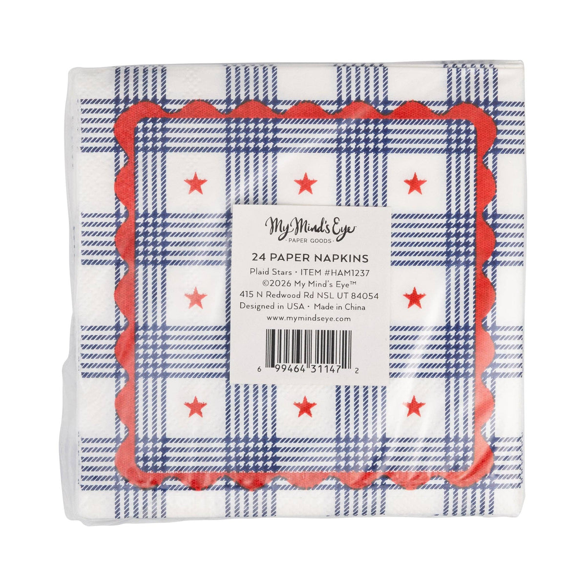 Plaid Stars Paper Cocktail Napkins - The Preppy Bunny