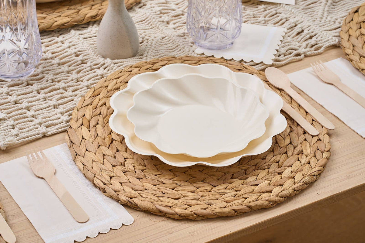 Bamboo Dinner Plates in Cream - 8 plates - The Preppy Bunny