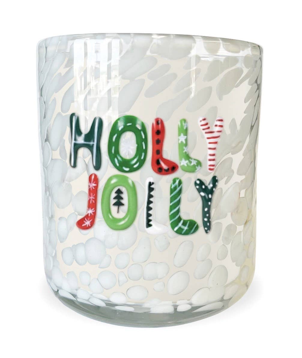 HOLLY JOLLY  Holiday Confetti Hand Painted Icon 12oz Candle - The Preppy Bunny