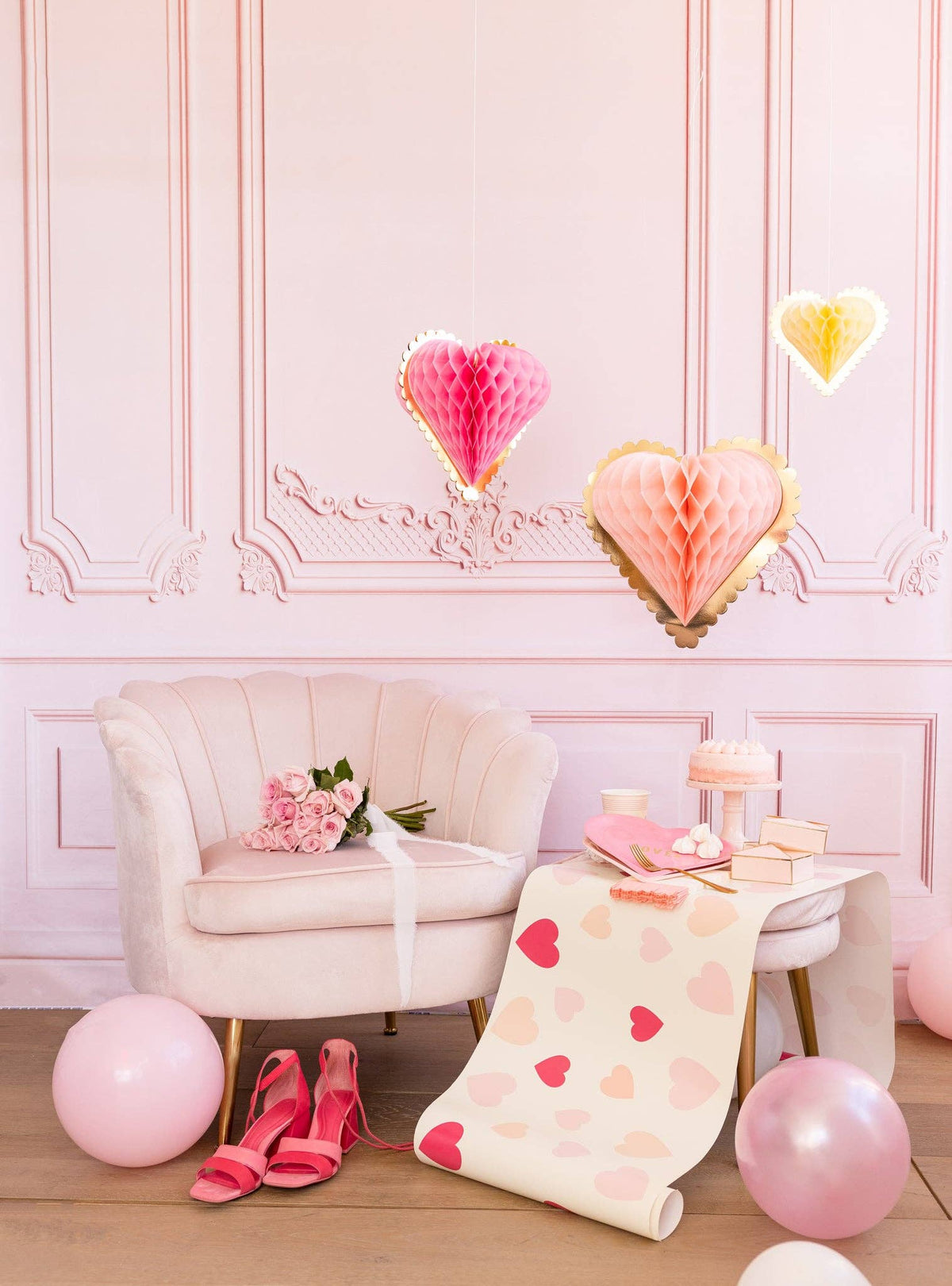 Secret Admirer Honeycomb Hanging Hearts - The Preppy Bunny