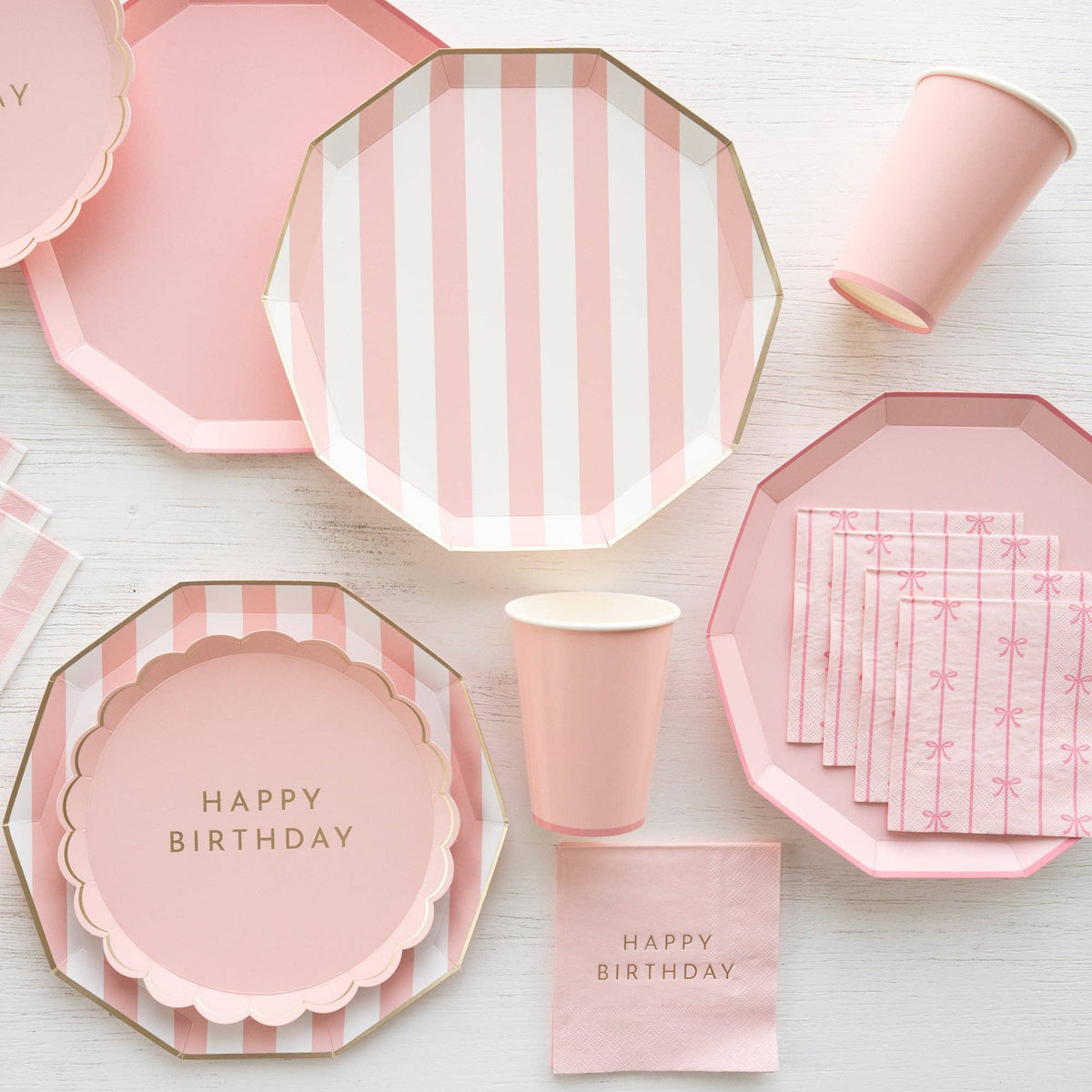 Petal Pink Happy Birthday Paper Beverage Napkins