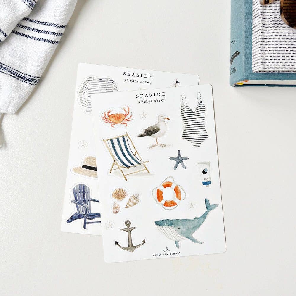 seaside sticker sheets - The Preppy Bunny