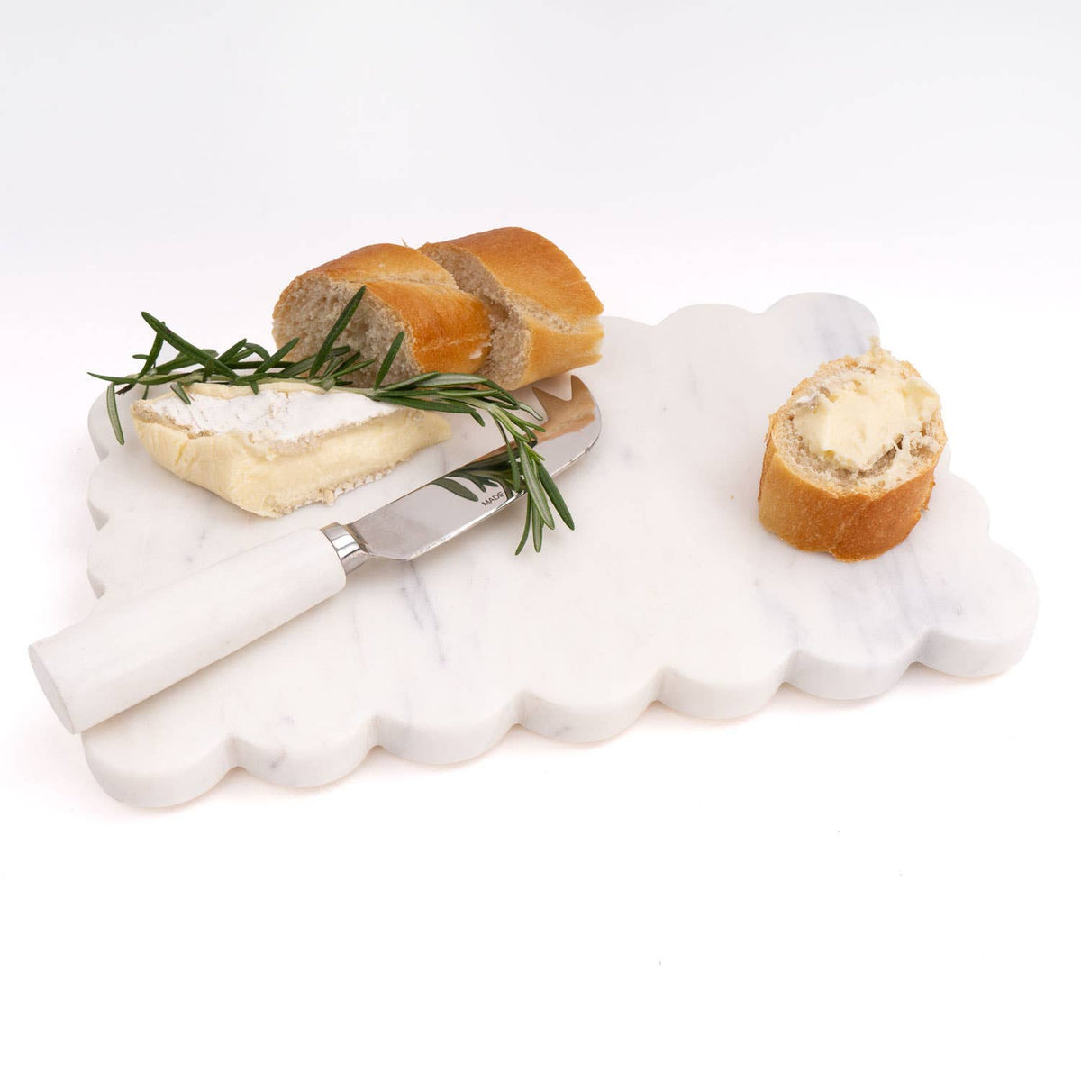 Marble Scalloped Cheese Board &amp; Knife Set