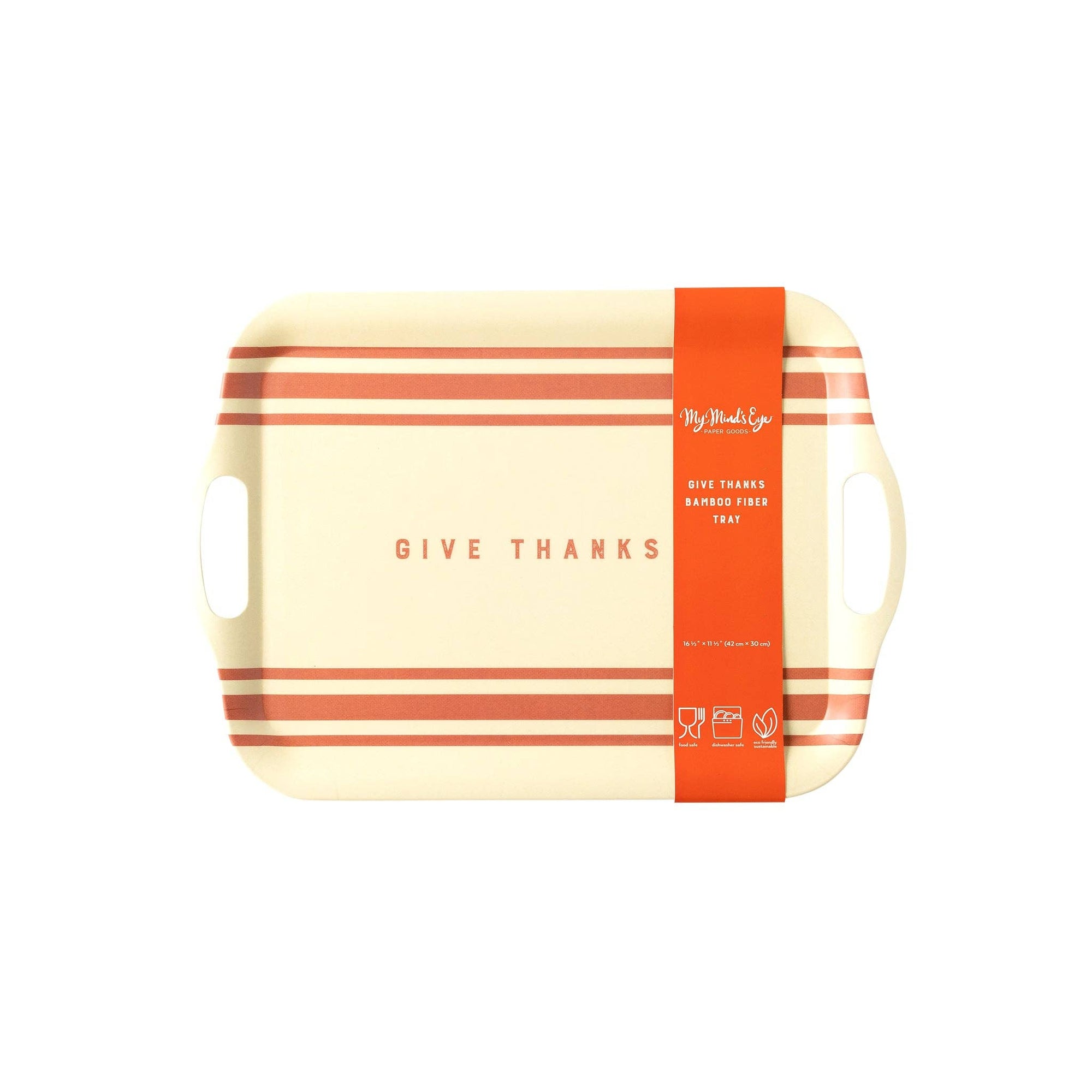 Harvest Give Thanks Stripe Reusable Bamboo Tray - The Preppy Bunny