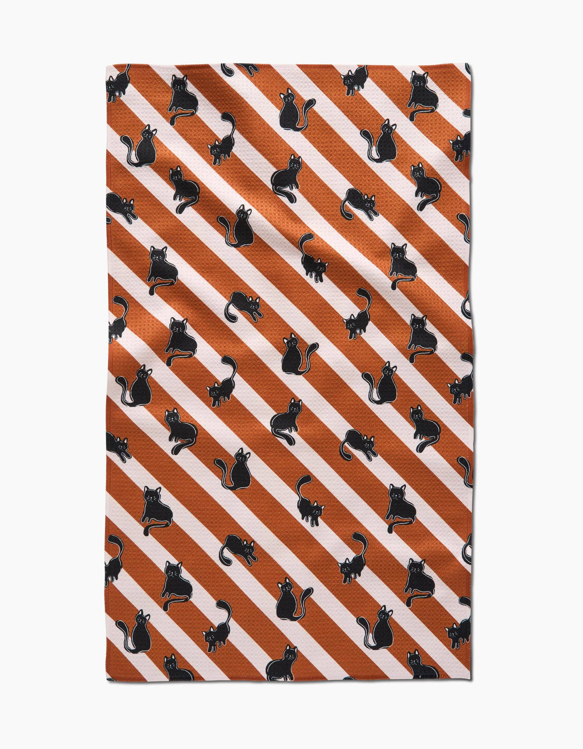 Striped Black Cats Orange Tea Towel by Geometry - The Preppy Bunny