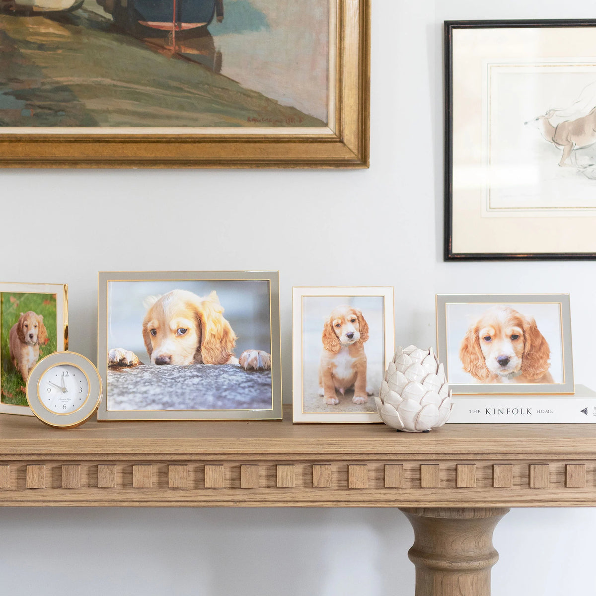 White Enamel & Gold Picture Frame - The Preppy Bunny