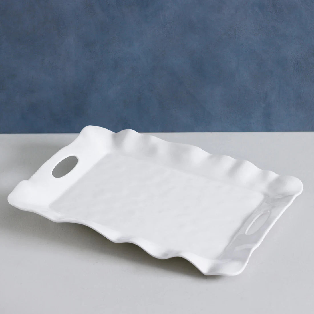 VIDA Havana Rectangular Tray with Handles in White - The Preppy Bunny