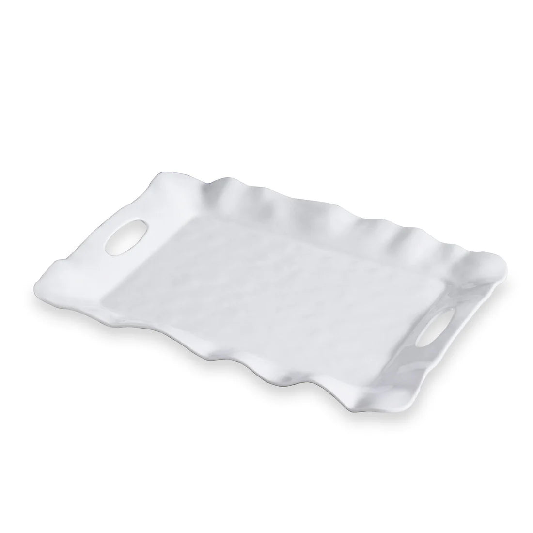 VIDA Havana Rectangular Tray with Handles in White