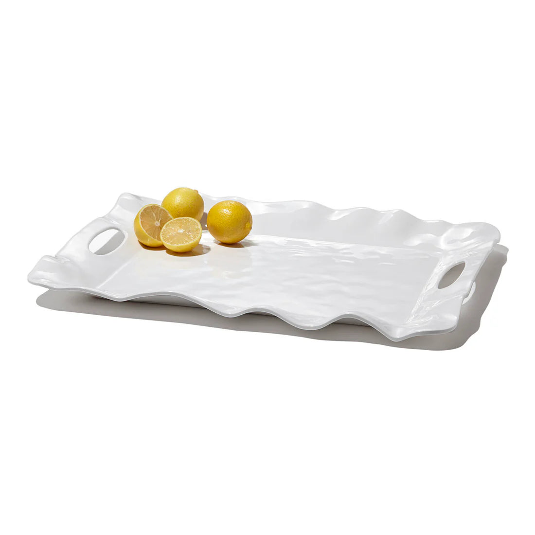 VIDA Havana Rectangular Tray with Handles in White