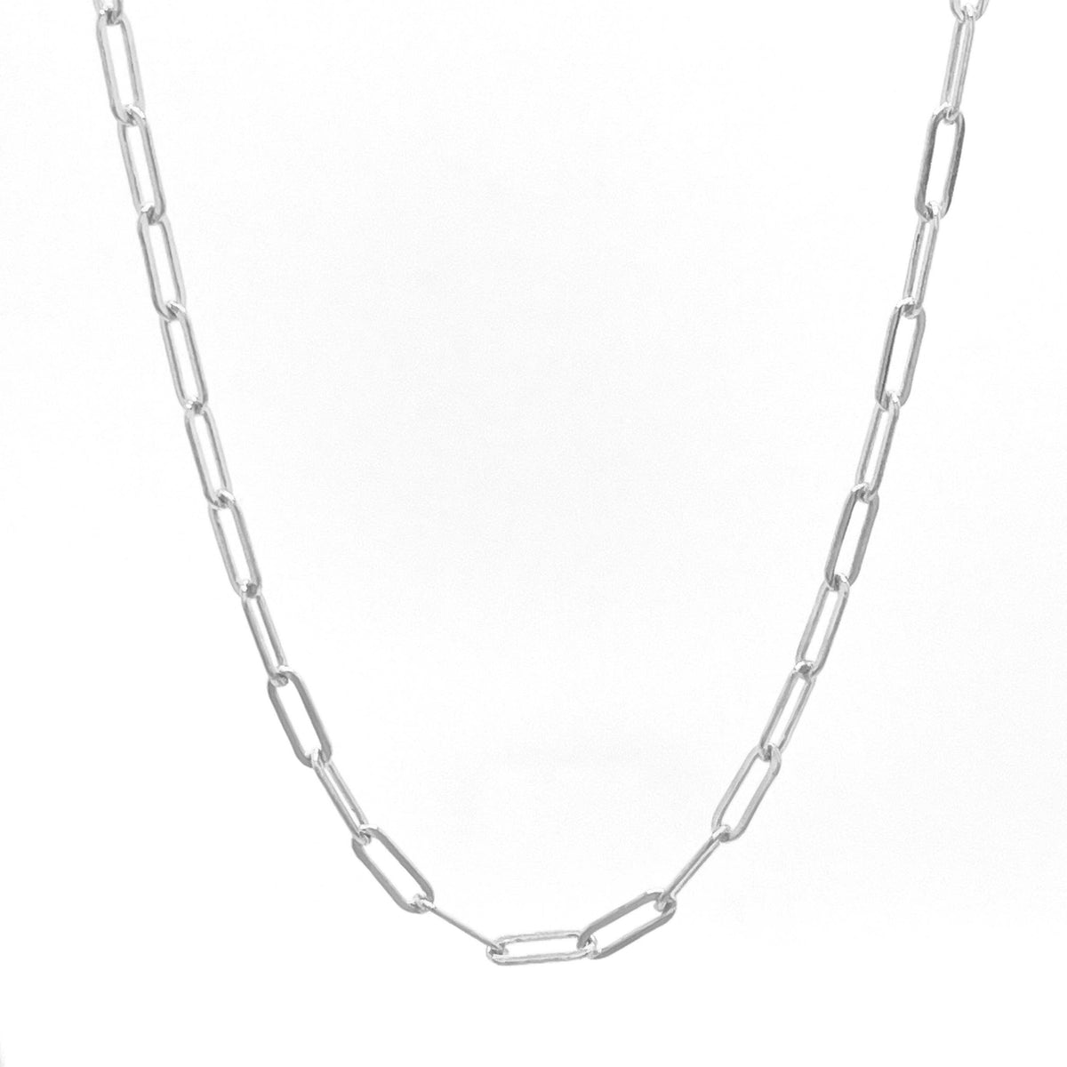 Paperclip Chain Layering Necklace w/ 1&quot; Built-In Extender - Silver - The Preppy Bunny