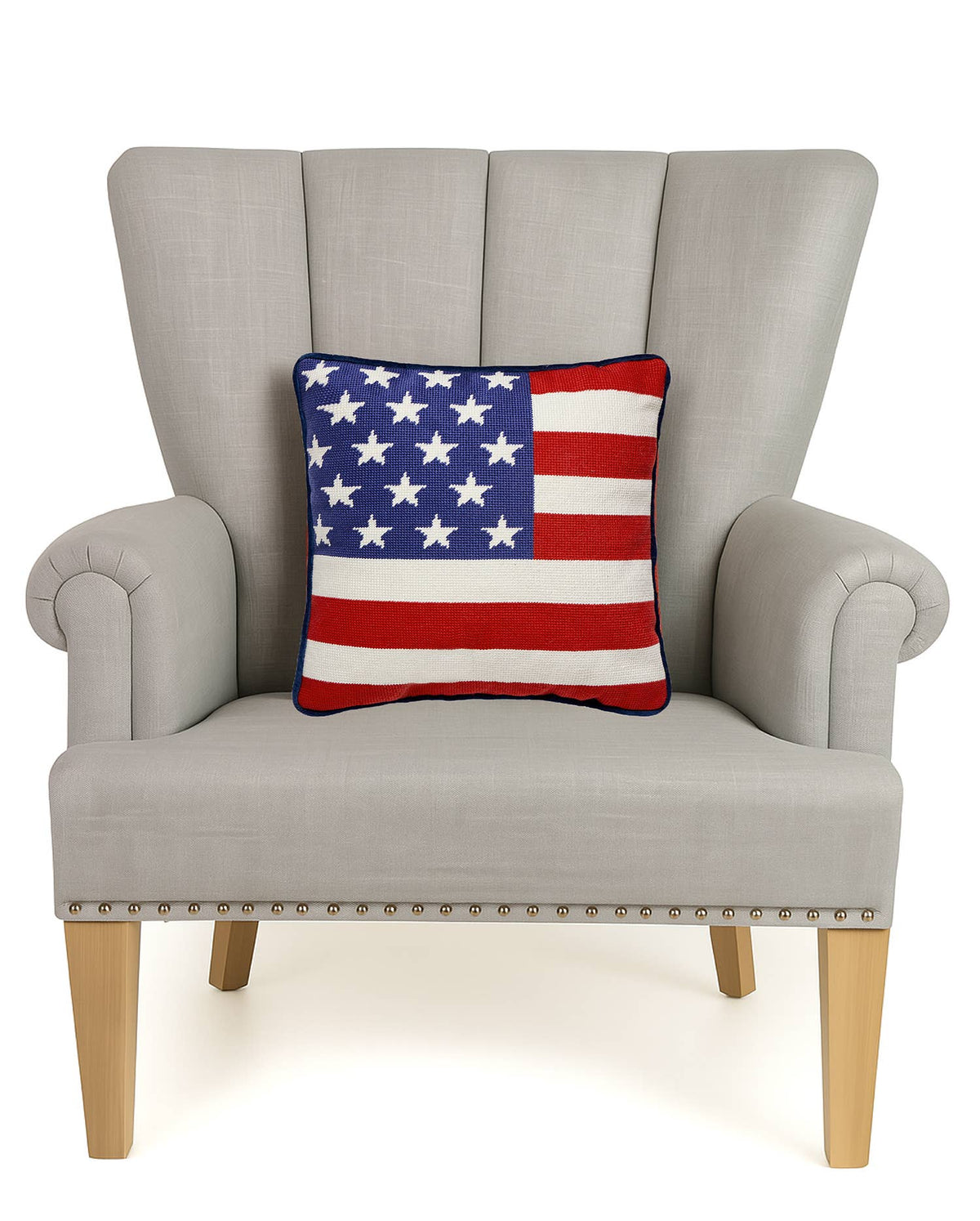 American Flag Embroidered Pillow - The Preppy Bunny