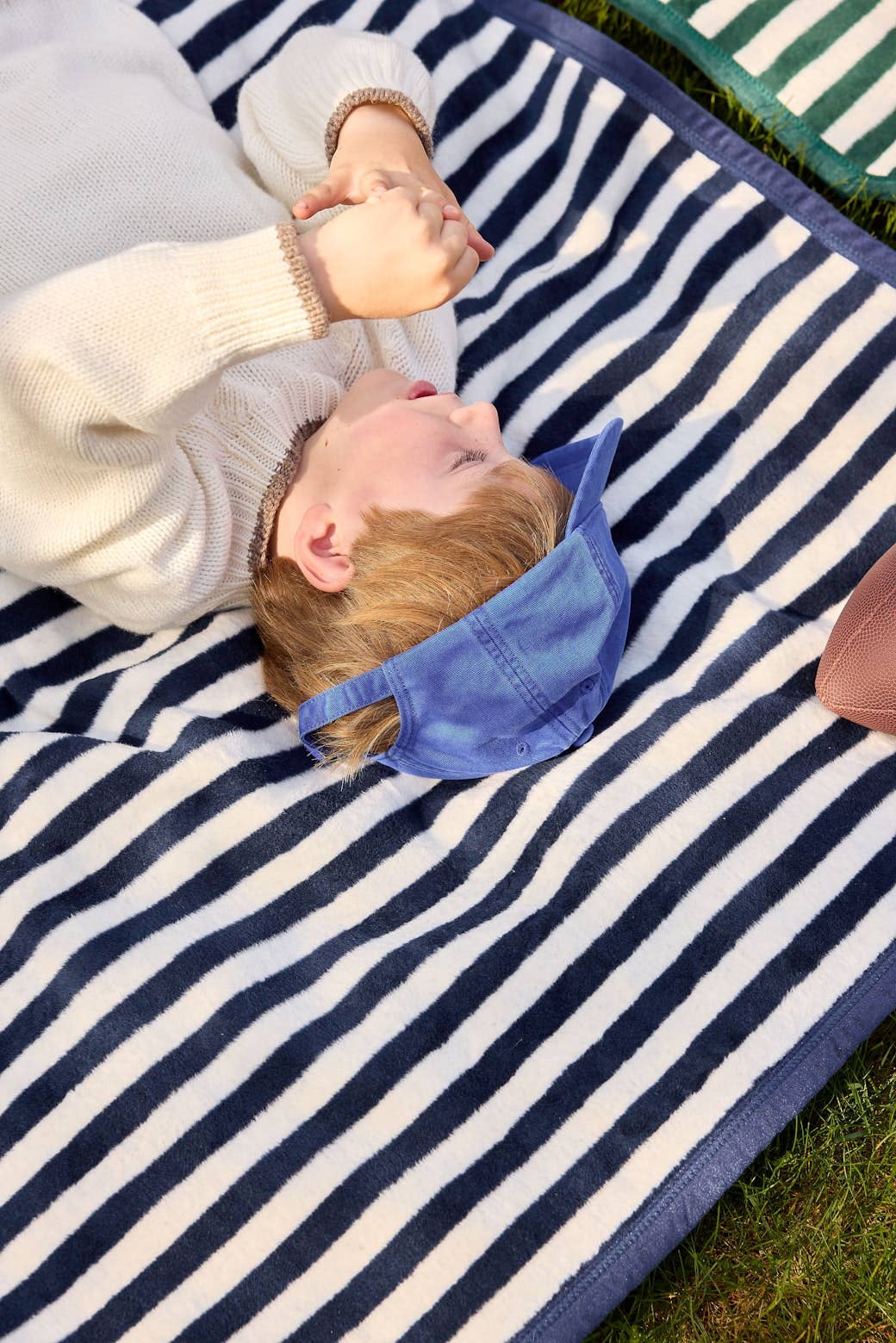 Sideline Stripe Navy Midi Blanket by ChappyWrap