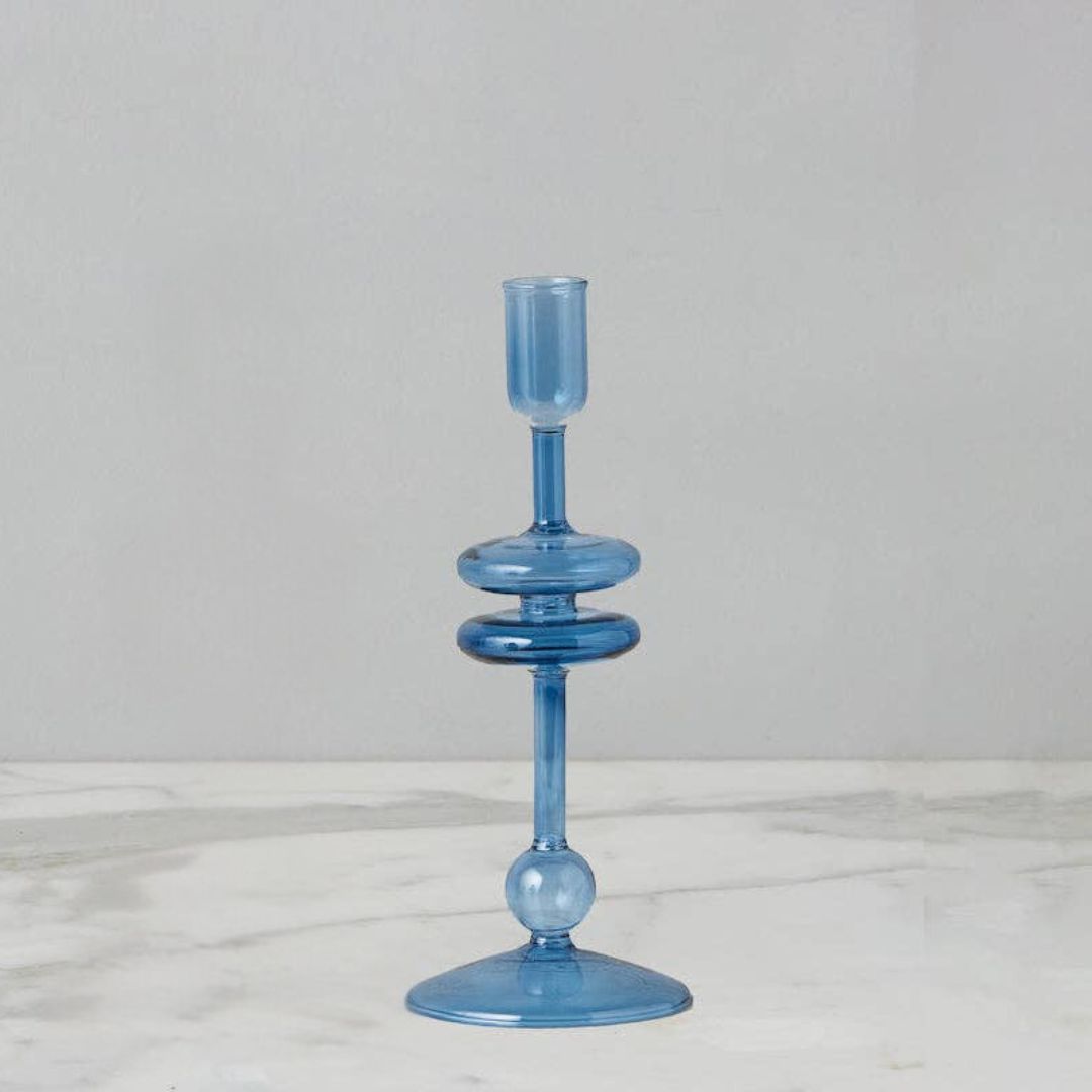 Sapphire Glass Candlestick - Small