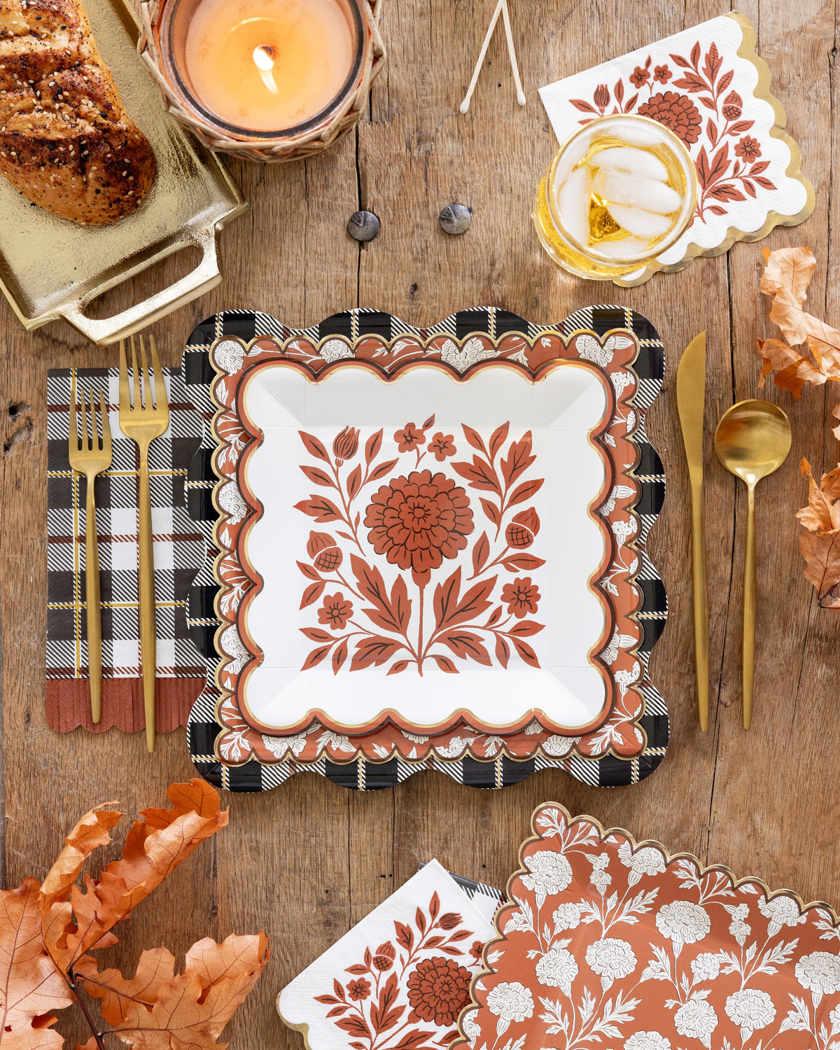 Fall Marigold 8" Paper Plates