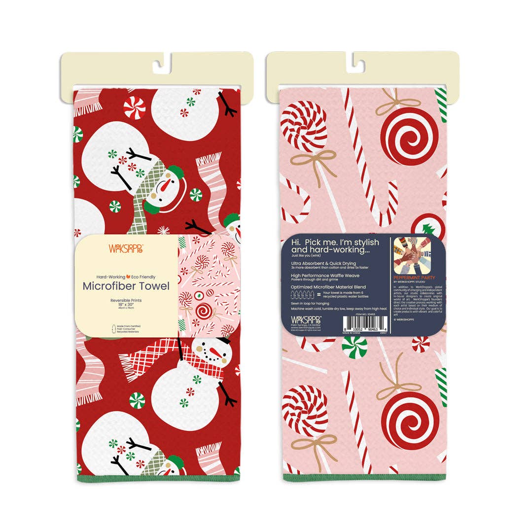 Peppermint Party Christmas Microfiber Kitchen Towel - The Preppy Bunny