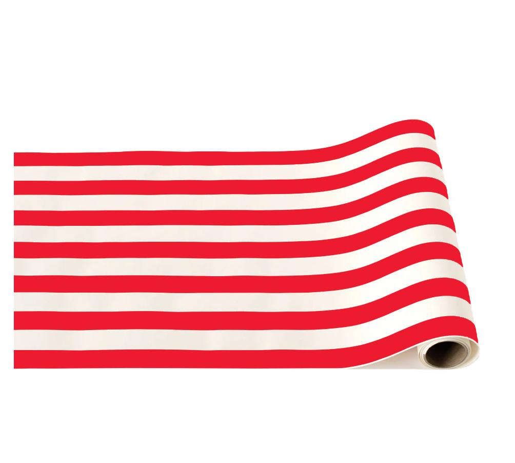 CHERRY RED SIGNATURE CABANA STRIPE TABLE RUNNER - The Preppy Bunny