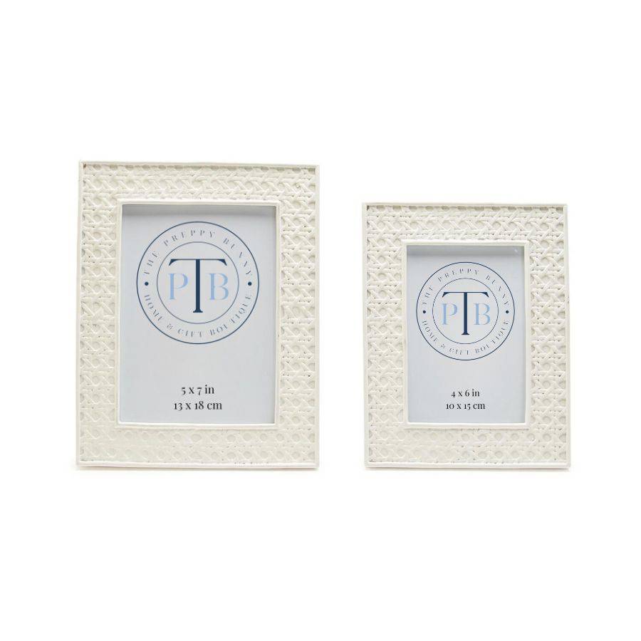 White Cane Picture Frame - 2 sizes available - The Preppy Bunny