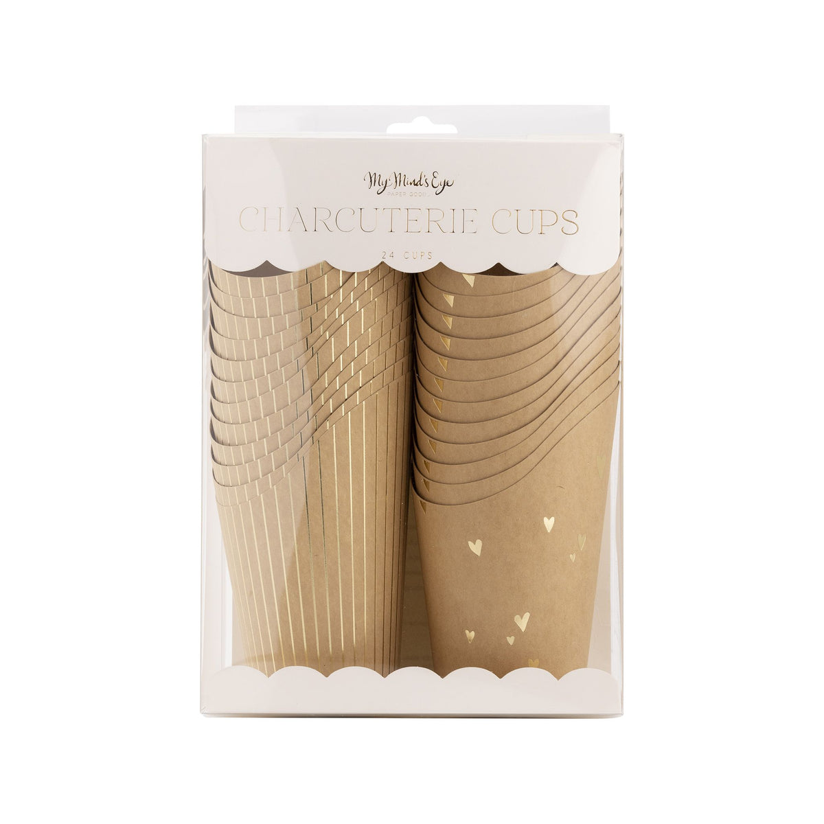 Gold Foil Kraft Dots and Stripes Charcuterie Cups (24ct) - The Preppy Bunny