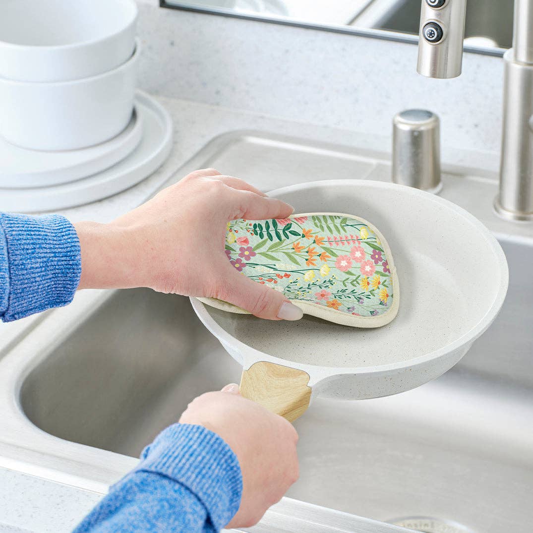 Wildflowers Microfiber Scrubbie Set, Dual-Side Cleaning Pads - The Preppy Bunny
