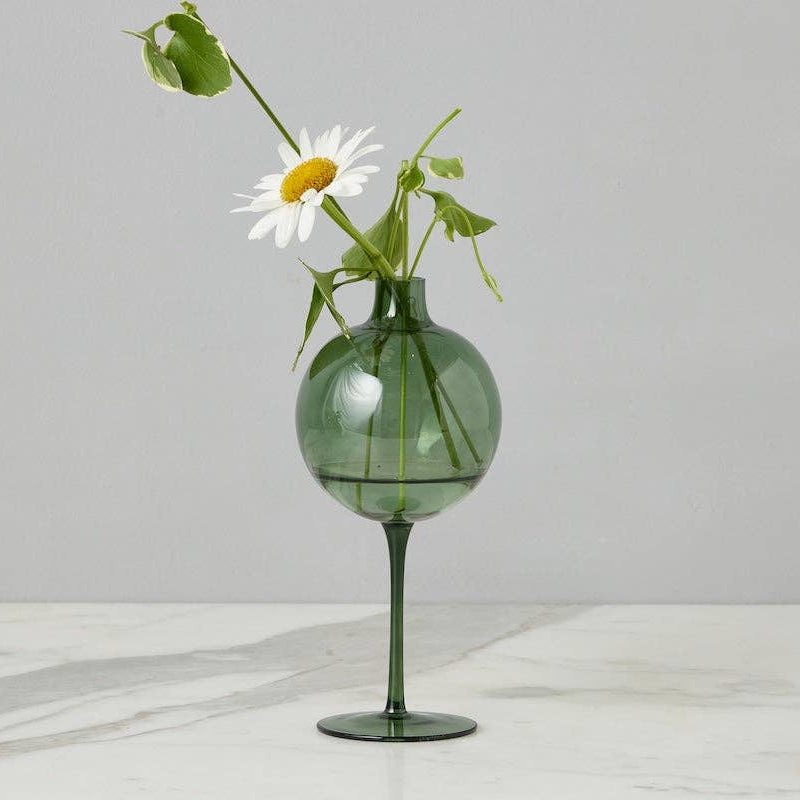 Spruce Green Wine Glass Shaped Flower Vase, Medium - The Preppy Bunny