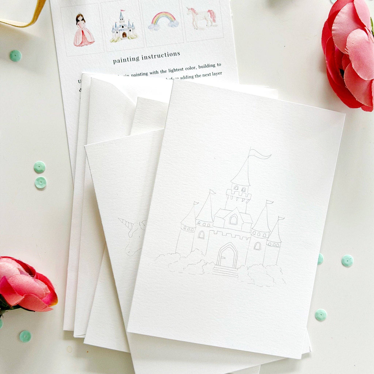 Fairytale paintable watercolor notecard set - The Preppy Bunny