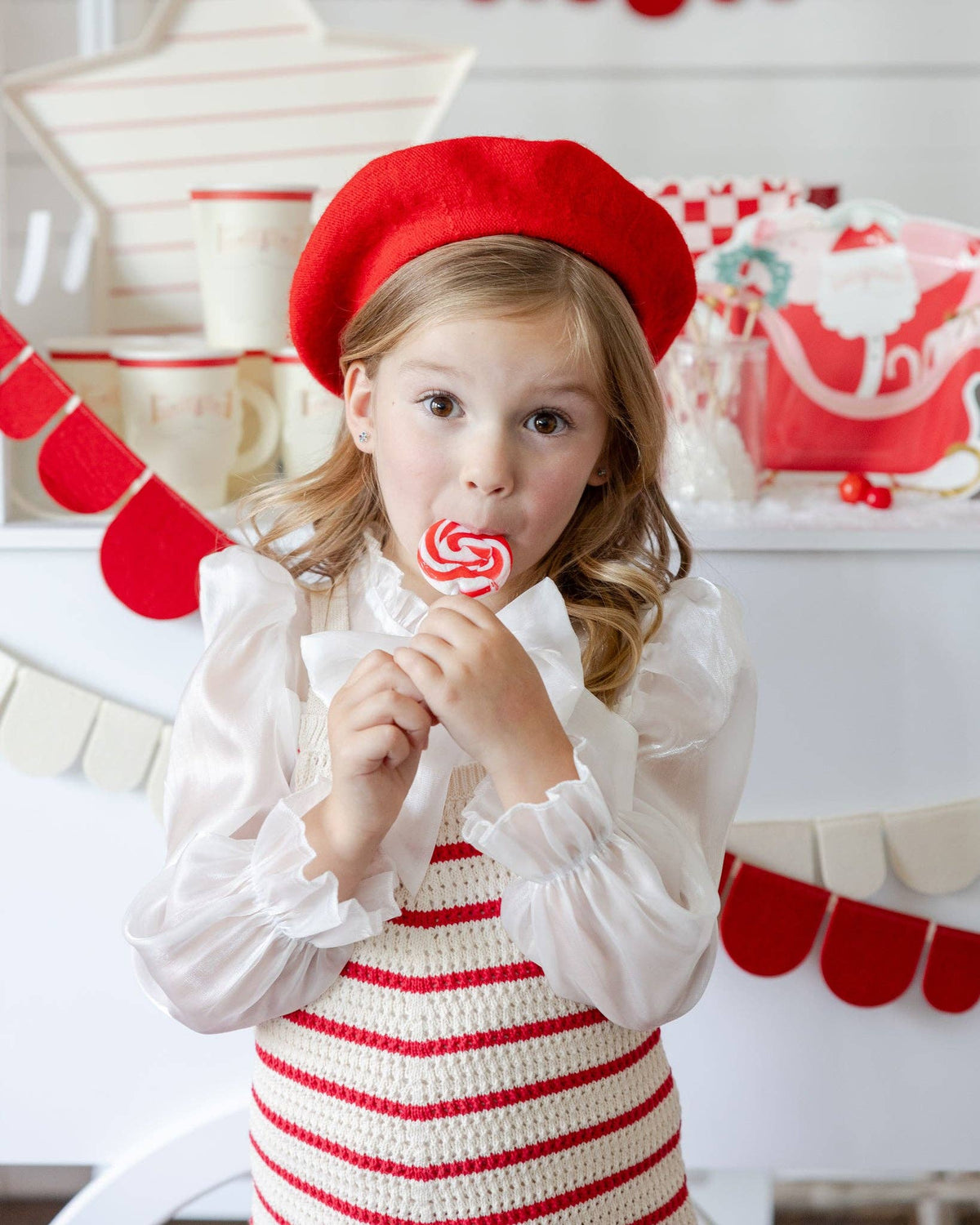 Red and Cream Scalloped Felt Banner Set - The Preppy Bunny