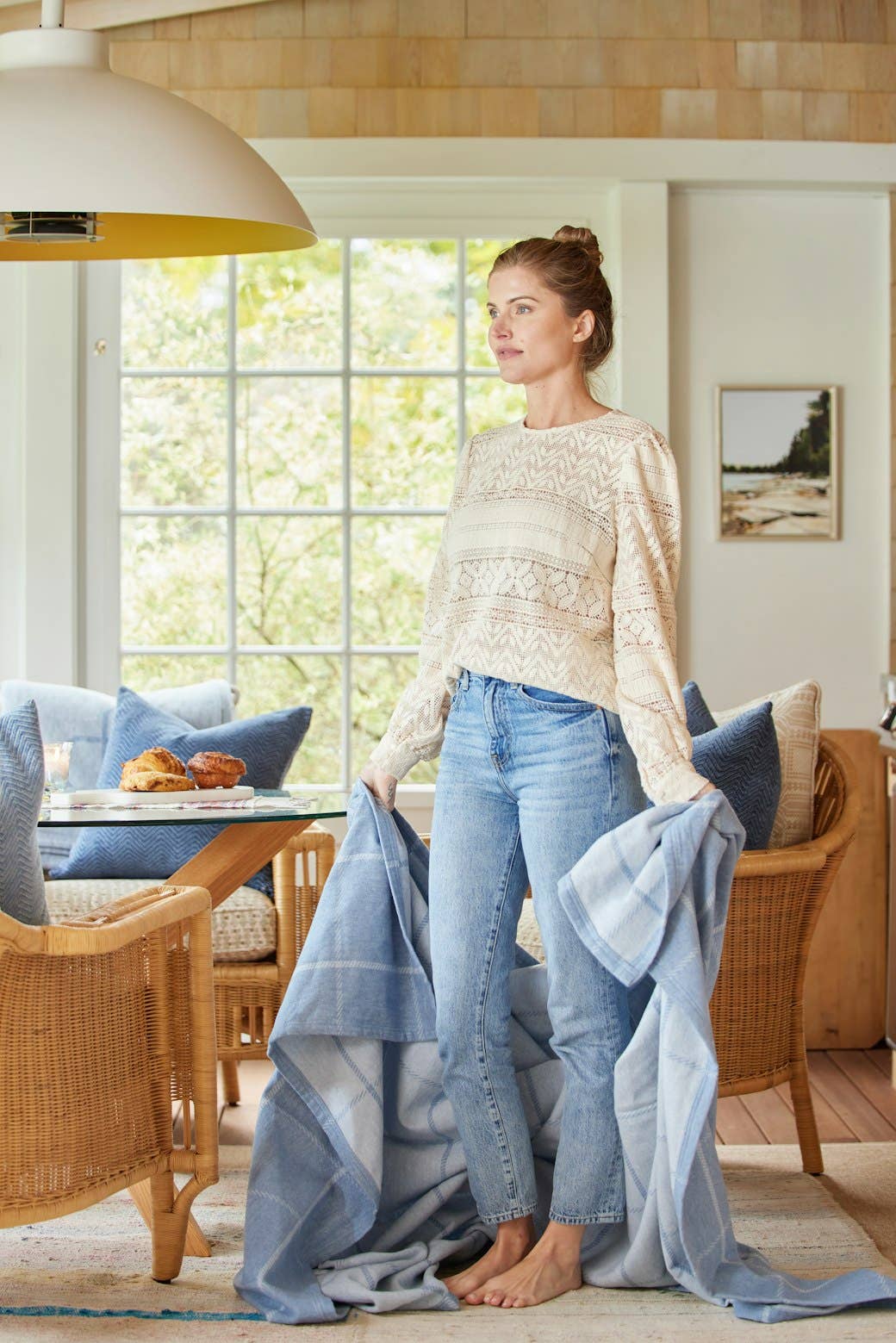 The Lightweight ChappyWrap Blanket - Windowpane Cornflower - The Preppy Bunny
