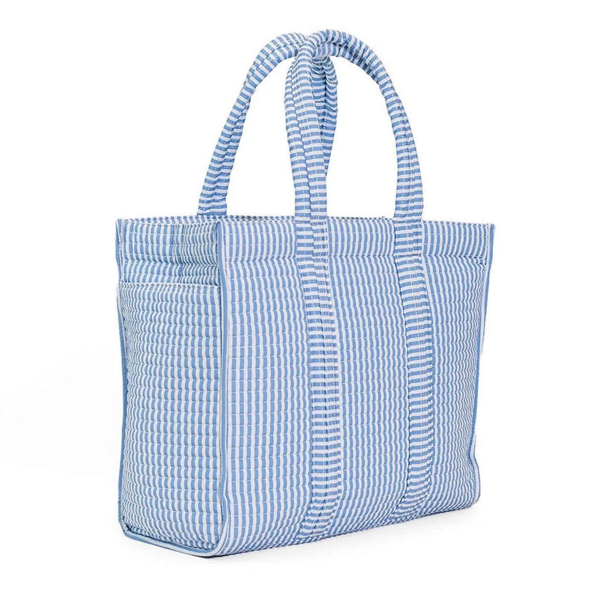 Quilted Go Go Tote in Pimlico Stripe Chambray - The Preppy Bunny