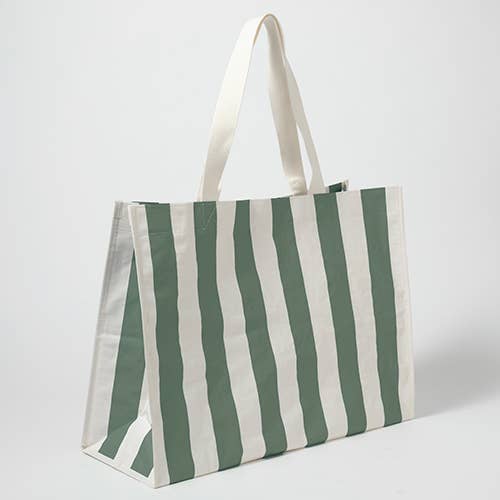 Carryall Beach Bag The Vacay Olive Stripe - The Preppy Bunny