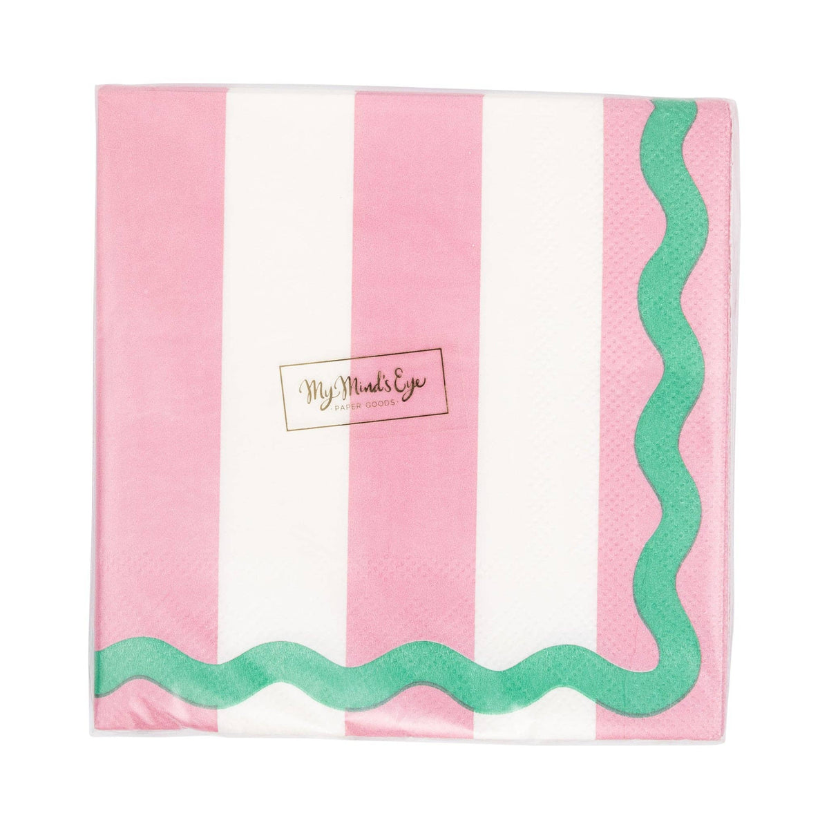 Pink and Green Stripes and Ric Rac Cocktail Napkins - The Preppy Bunny