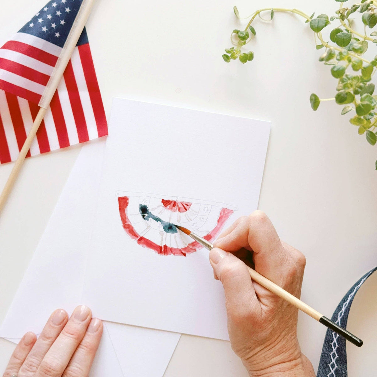 Americana paintable watercolor notecard set - The Preppy Bunny