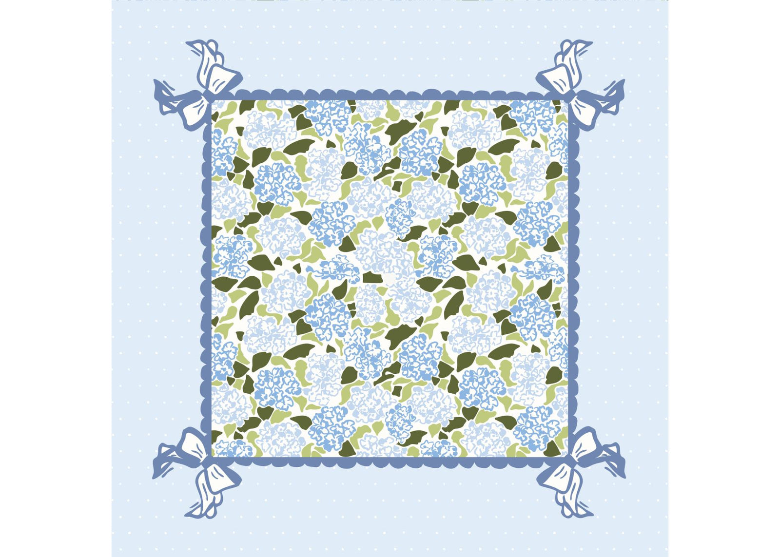 Hydrangea Mahjong Playing Mat - The Preppy Bunny