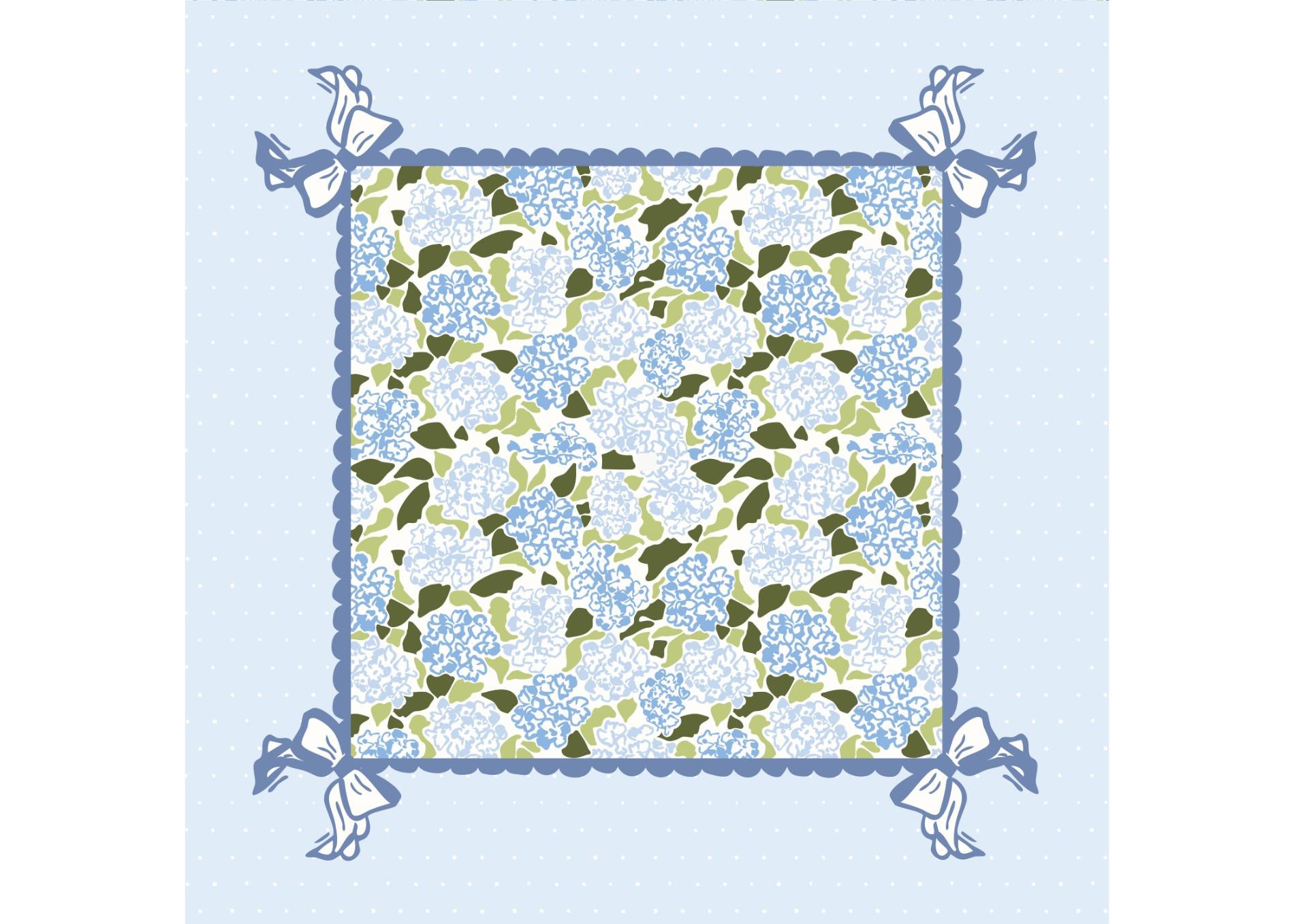 Hydrangea Mahjong Playing Mat - The Preppy Bunny