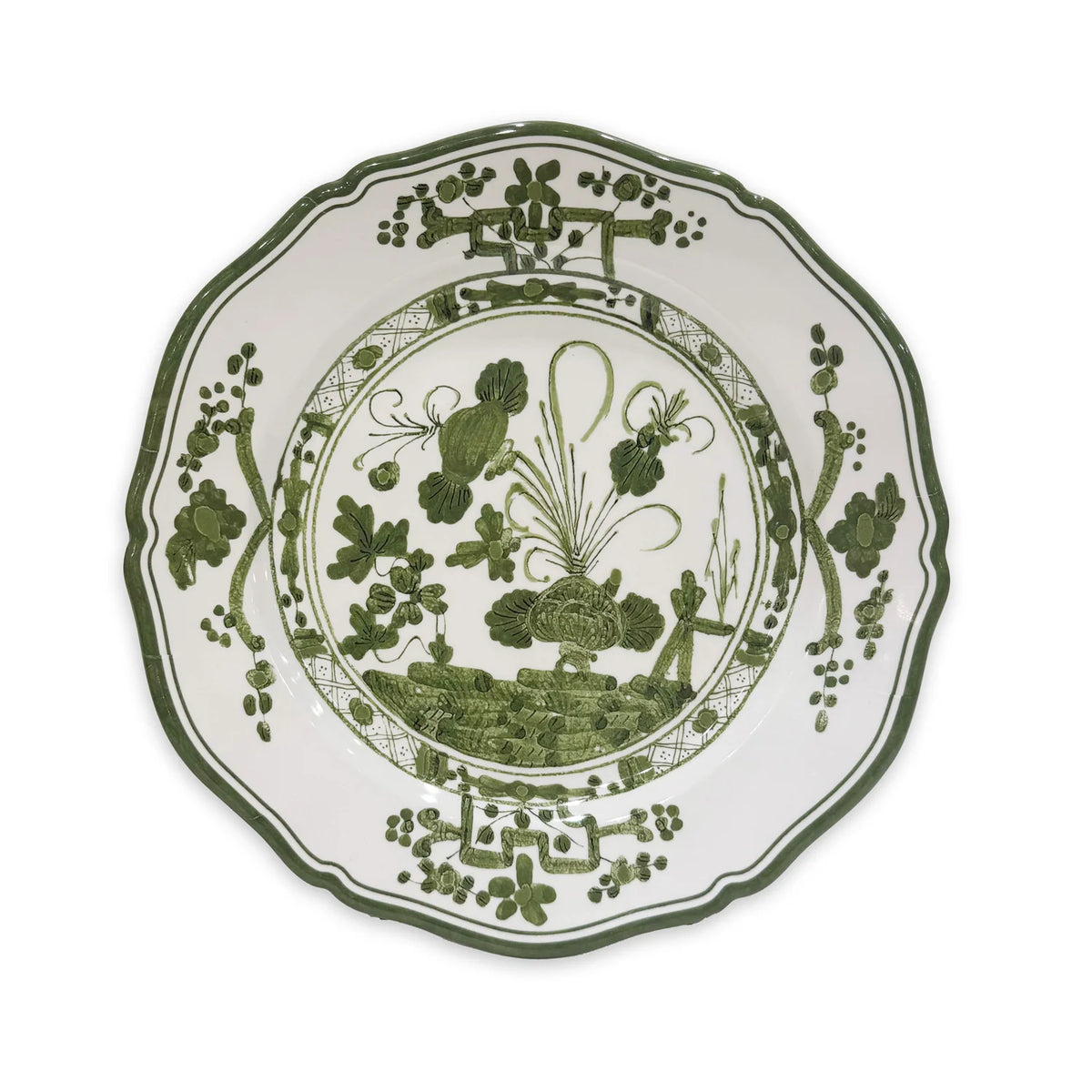 VIDA Faenza 9" Salad Plate Set of 4 in White and Green - The Preppy Bunny