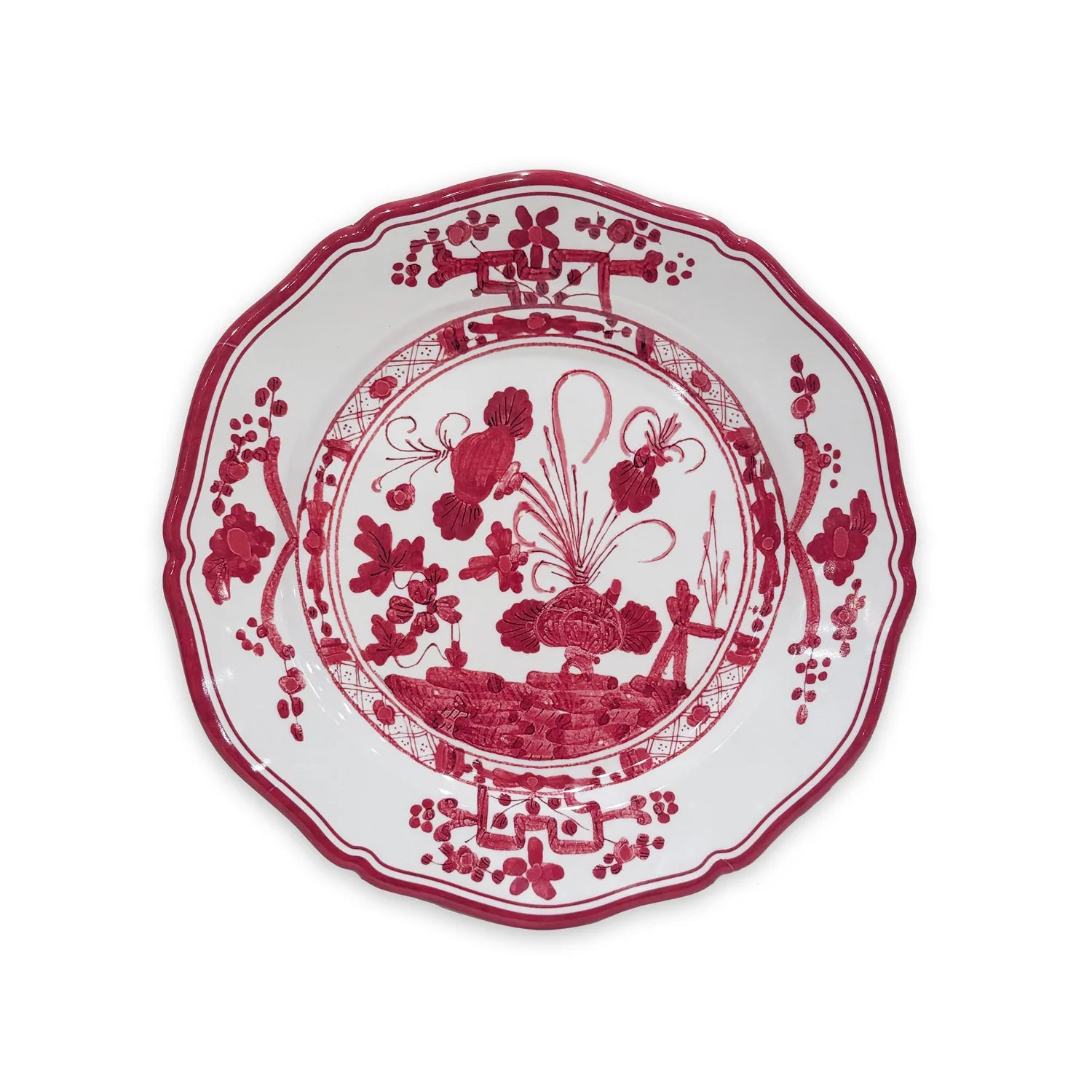 VIDA Faenza 9" Salad Plate Set of 4 in White and Red - The Preppy Bunny