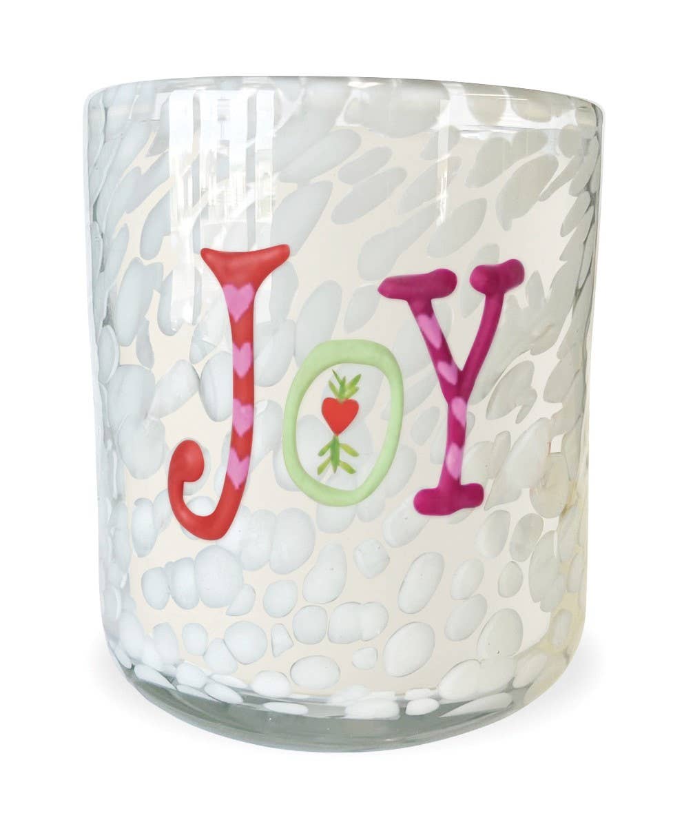 JOY Holiday Confetti Hand Painted Icon 12oz Candle - The Preppy Bunny