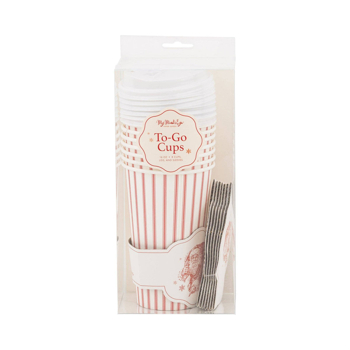 Vintage Santa Stripe To Go Cups - The Preppy Bunny