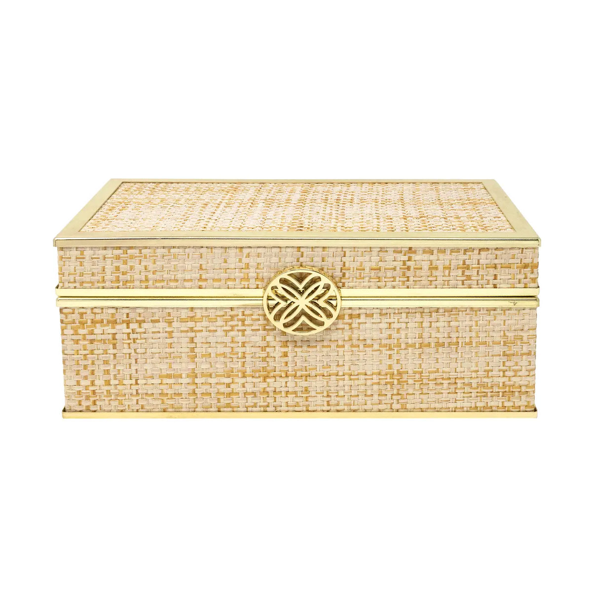 Jewelry Box in Gold Raffia - The Preppy Bunny