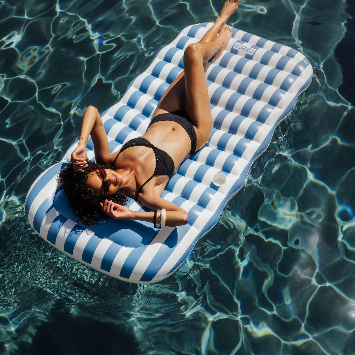 Flat Lounger in Blue Stripe - The Preppy Bunny