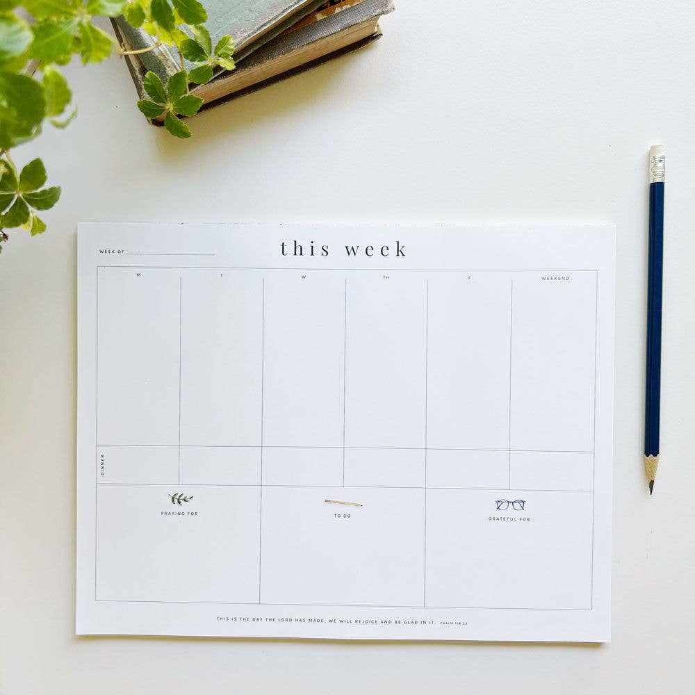 this week - weekly planner notepad - The Preppy Bunny