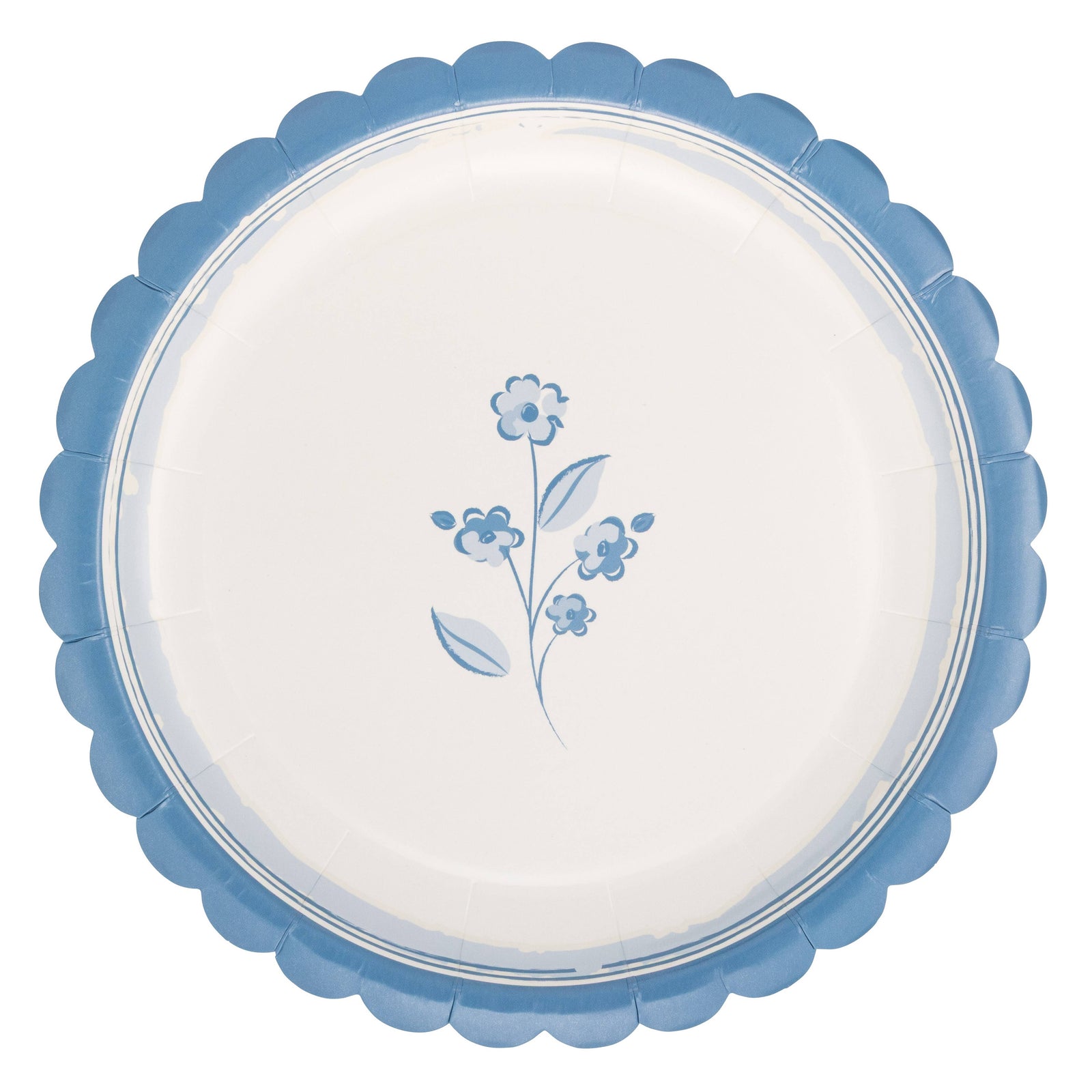 Round Blue Flower 8" Plates - The Preppy Bunny
