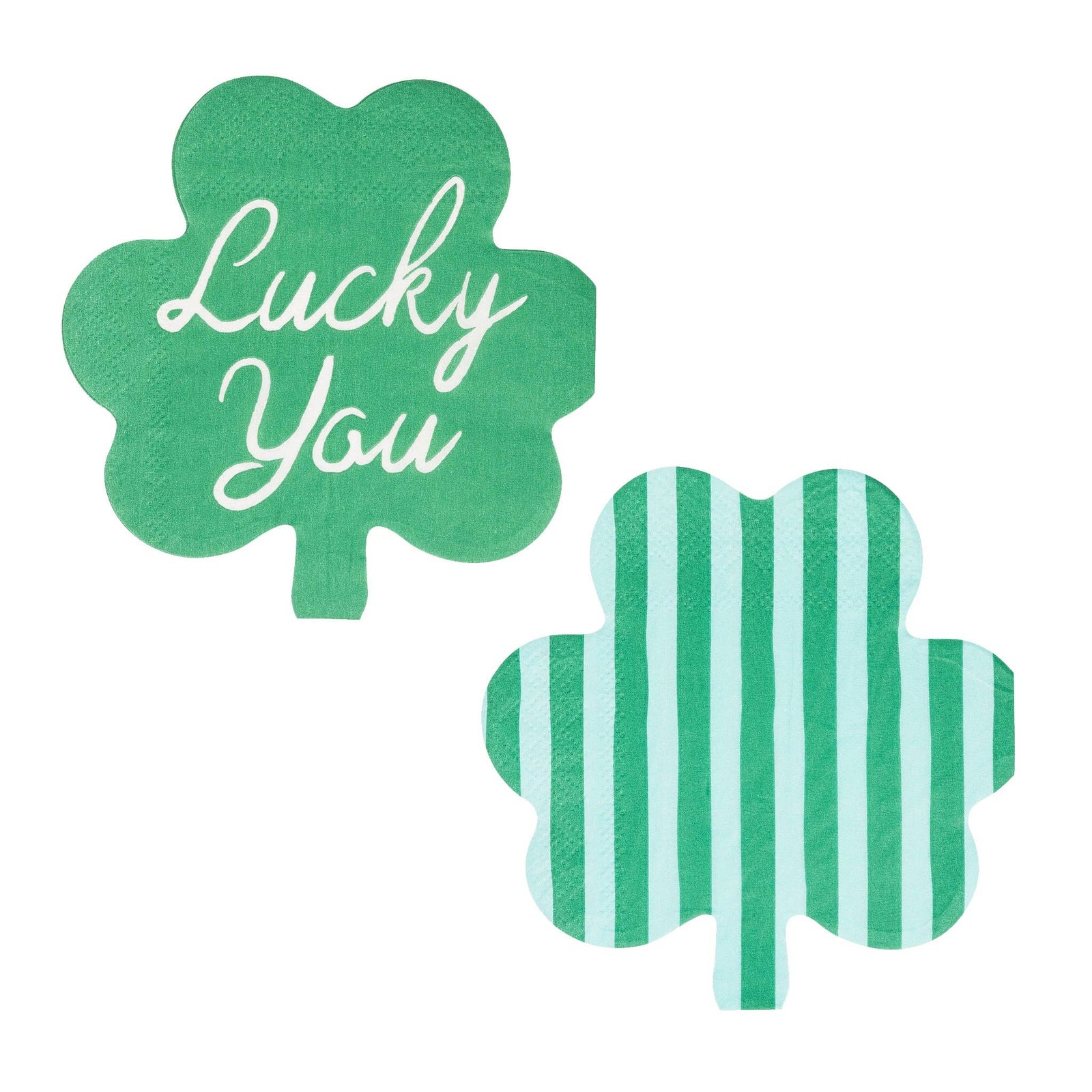 SPShamrock Shaped Lucky You and Striped Cocktail Napkin Set - The Preppy Bunny